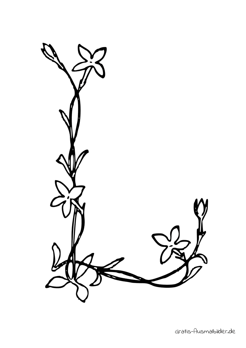 Ausmalbild L aus drei Blumen