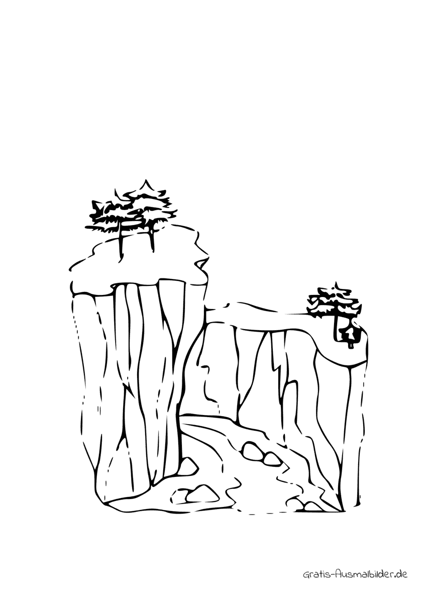 Ausmalbild Bäume auf Canyon