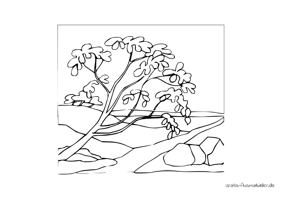 Ausmalbild Baum Blätter