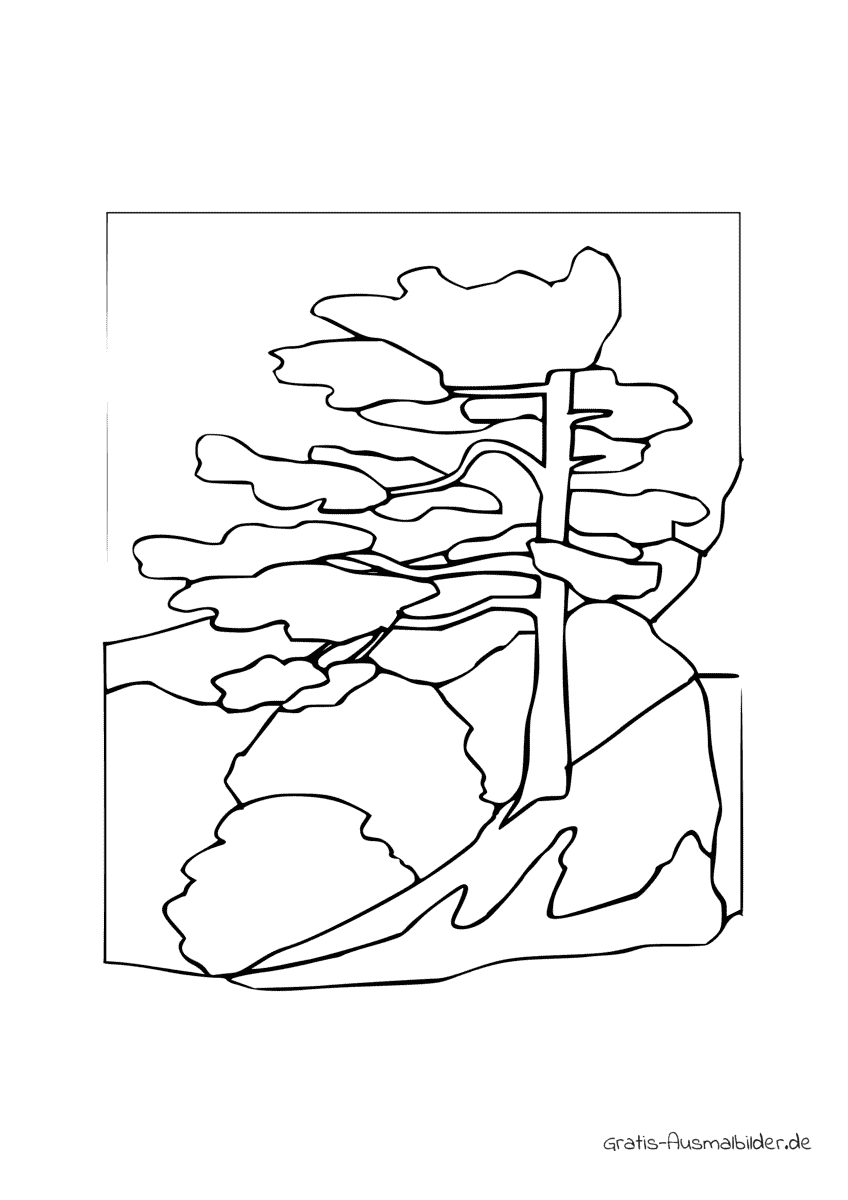 Ausmalbild Baum mit langen Ästen