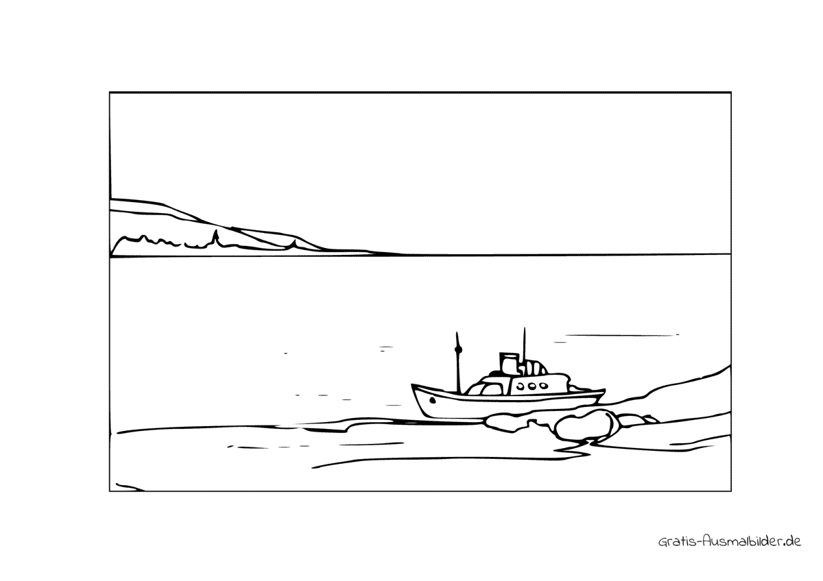 Ausmalbild Boot auf See