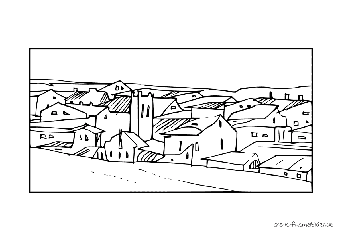 Ausmalbild Dorf
