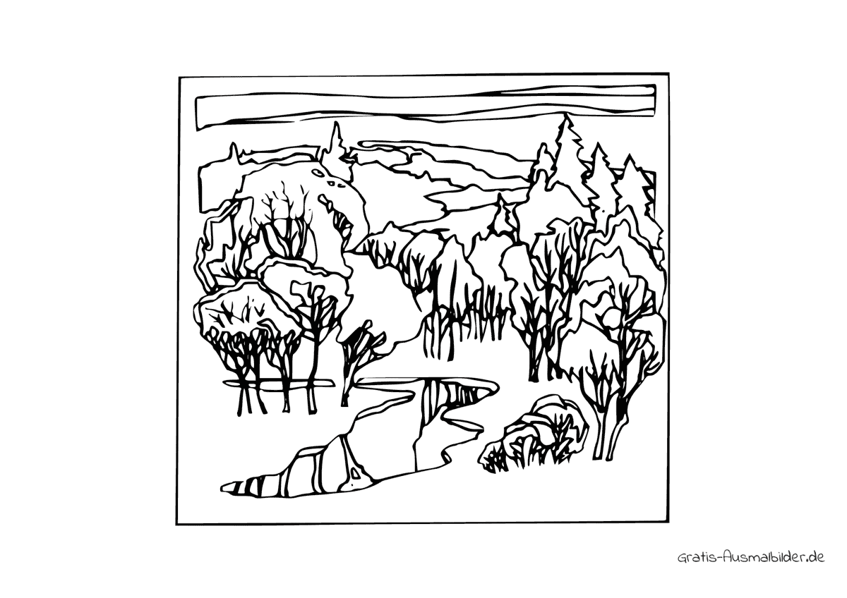 Ausmalbild Dünner Wald