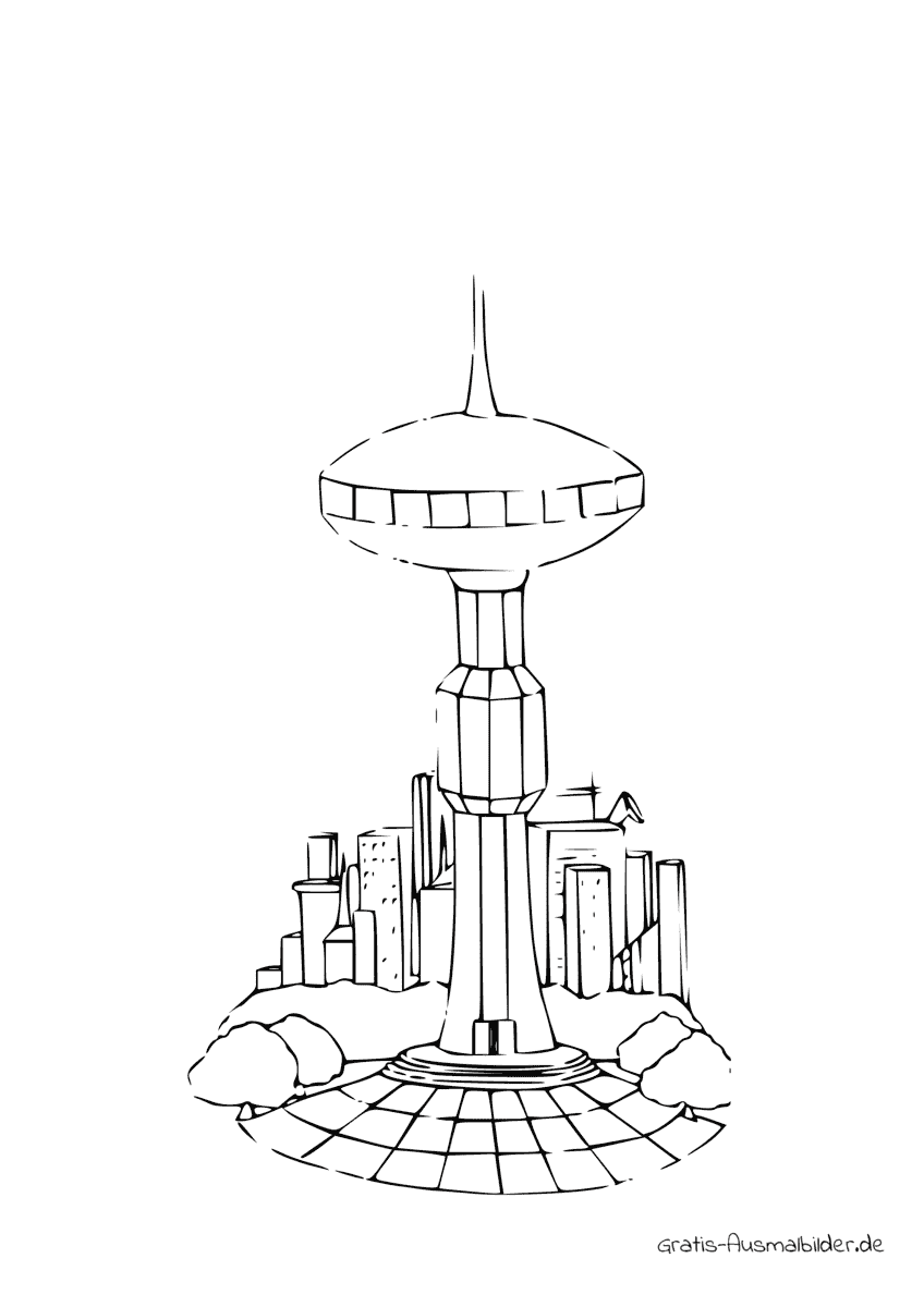 Ausmalbild Futuristischer Turm