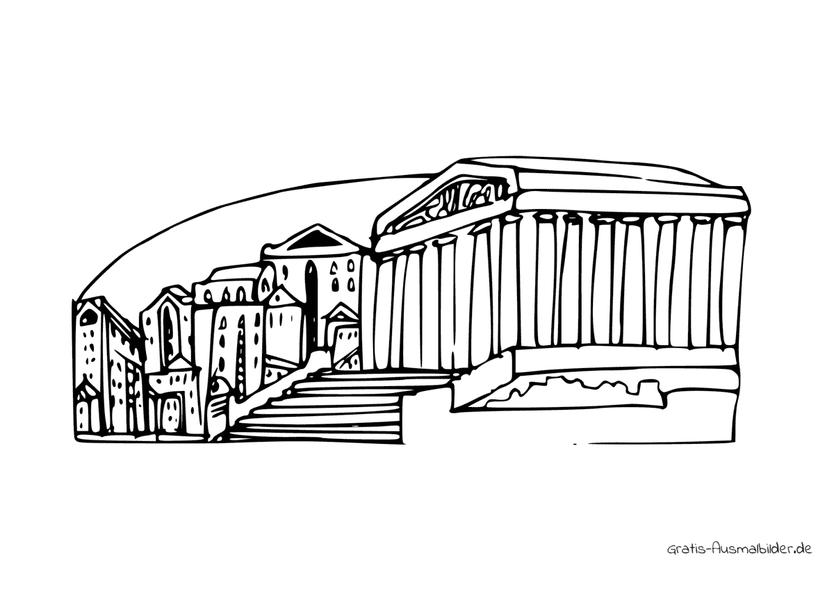 Ausmalbild Griechischer Tempel