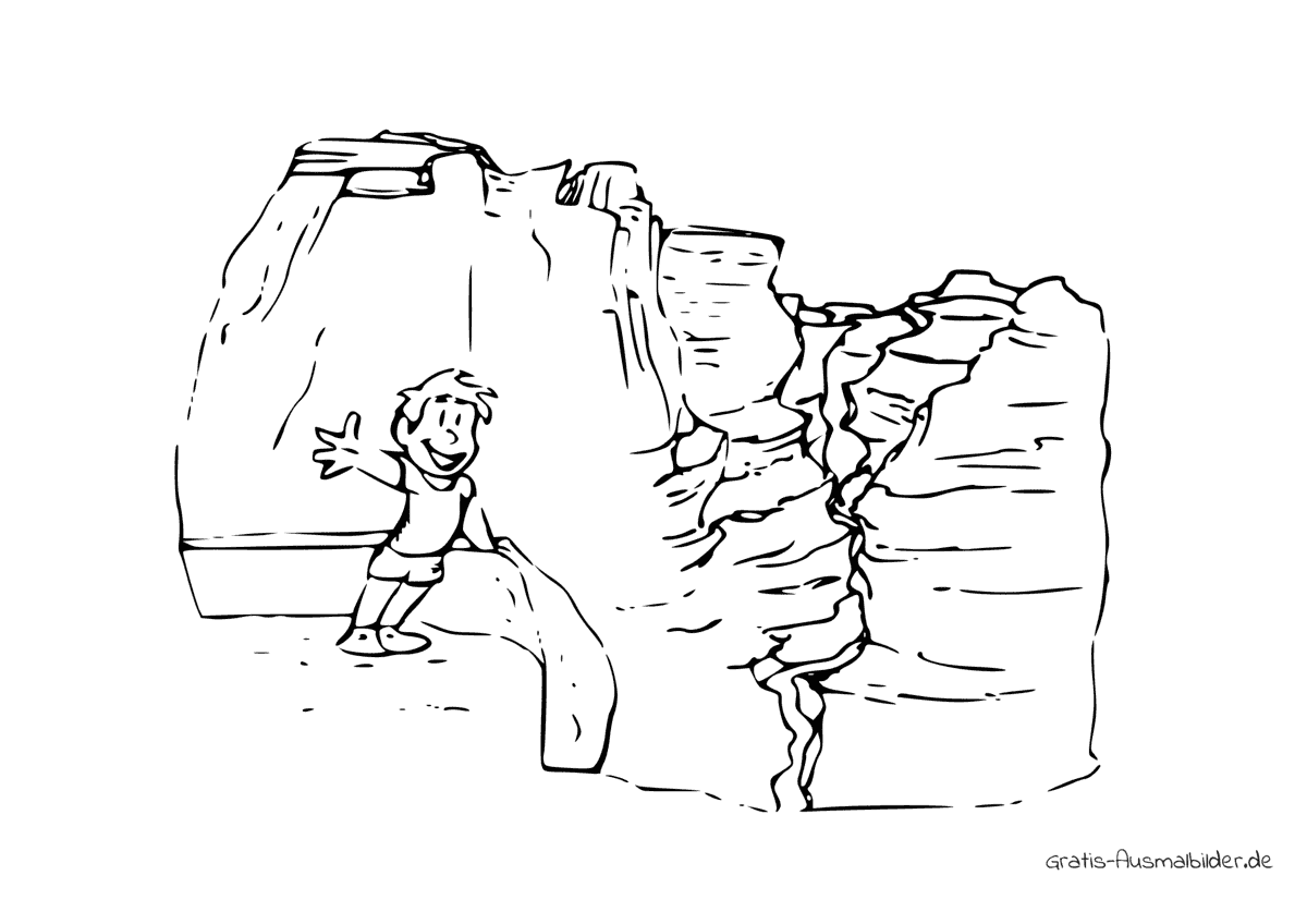 Ausmalbild Junge im Grand Canyon