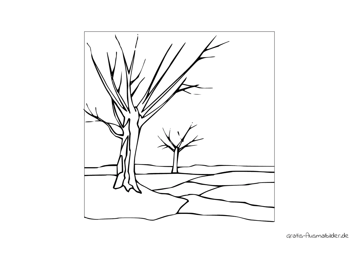 Ausmalbild Kahler Baum