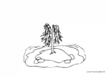 Ausmalbild Kleine Insel mit Baum