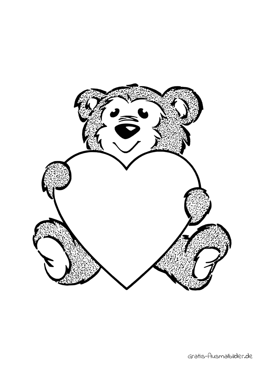 Ausmalbild Bär mit Herz