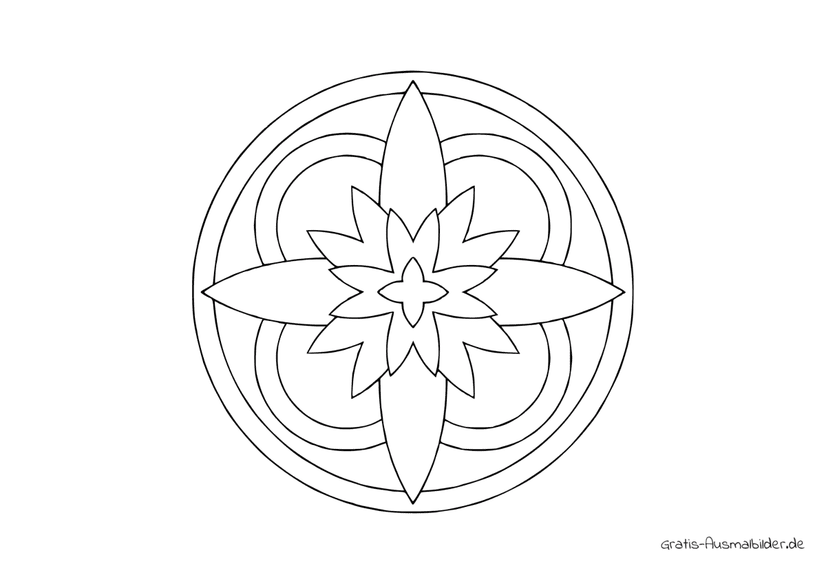 Ausmalbild Mandala Blüte Blätter