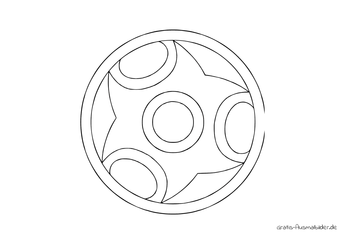 Ausmalbild Mandala Kreis drei Elipsen