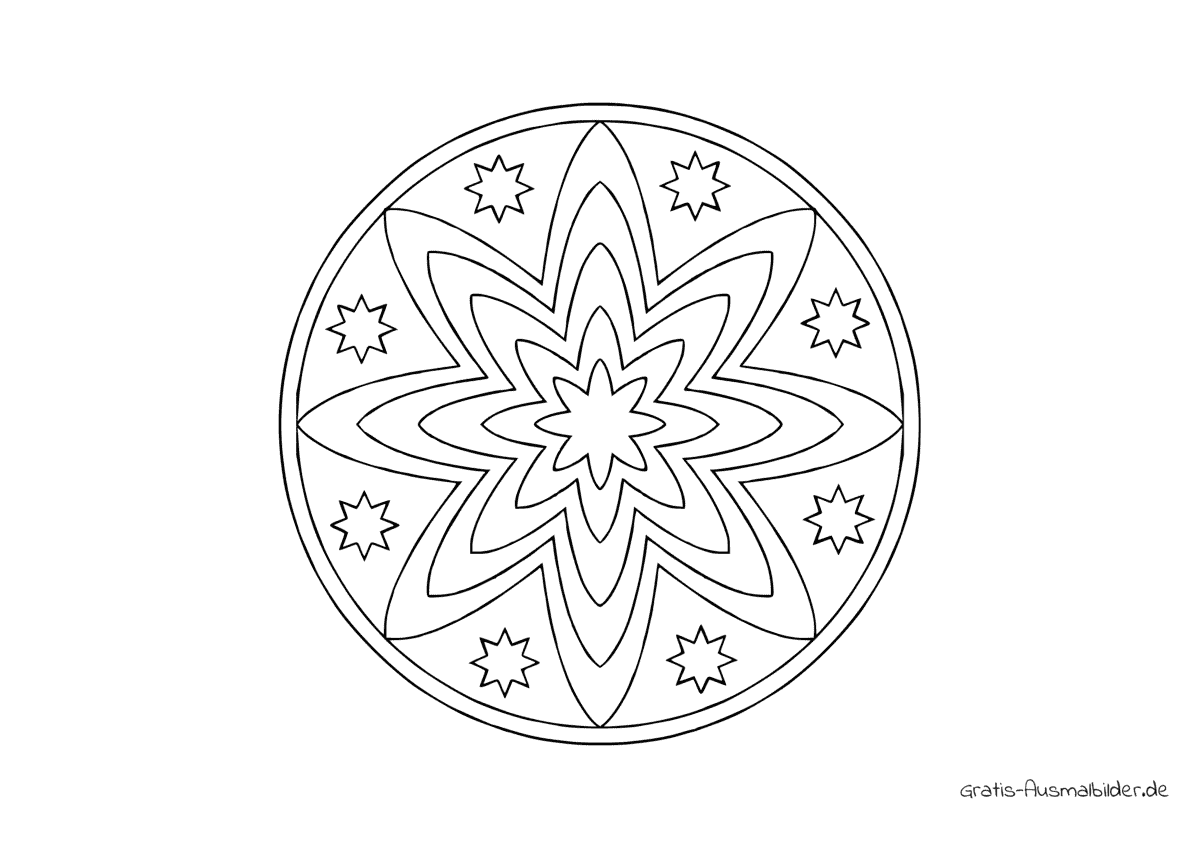 Ausmalbild Mandala Sterne