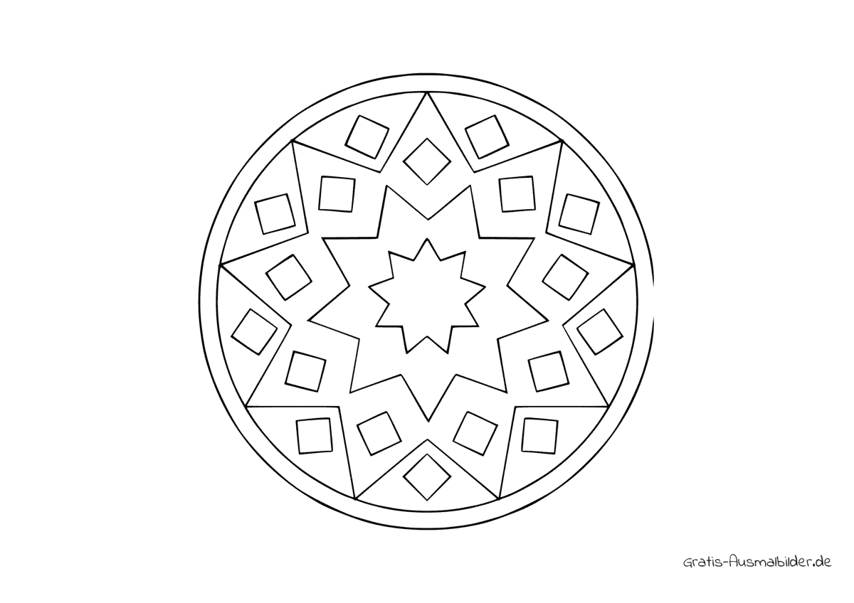Ausmalbild Mandala Sternform