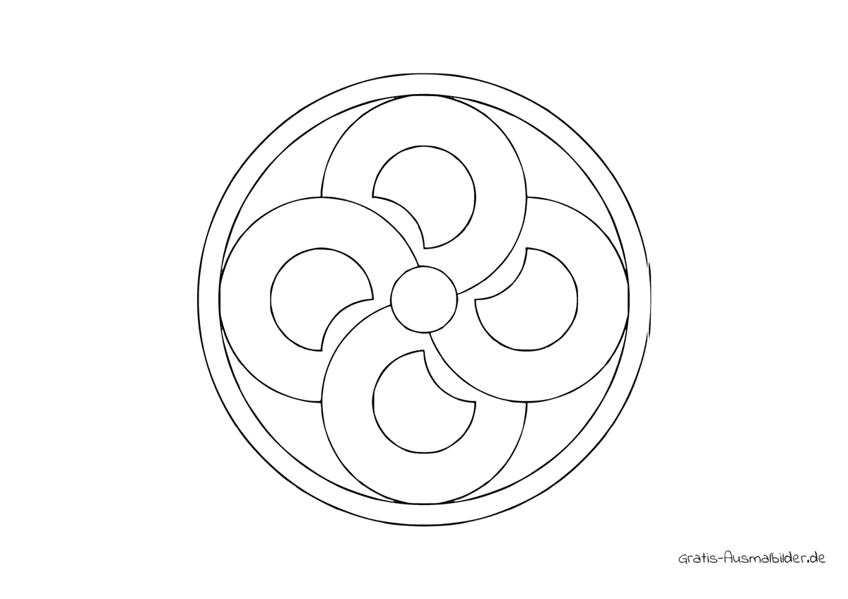 Ausmalbild Mandala überlappend