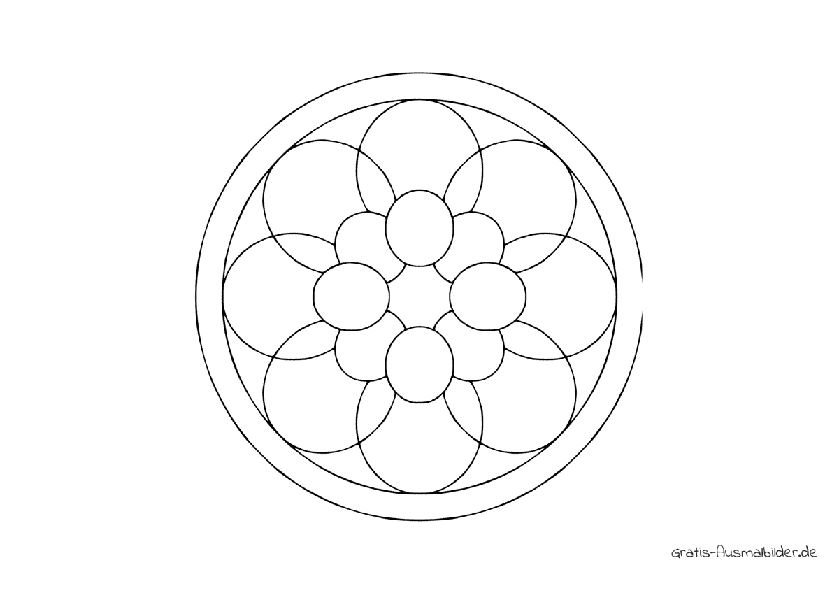 Ausmalbild Mandala viele Kreise
