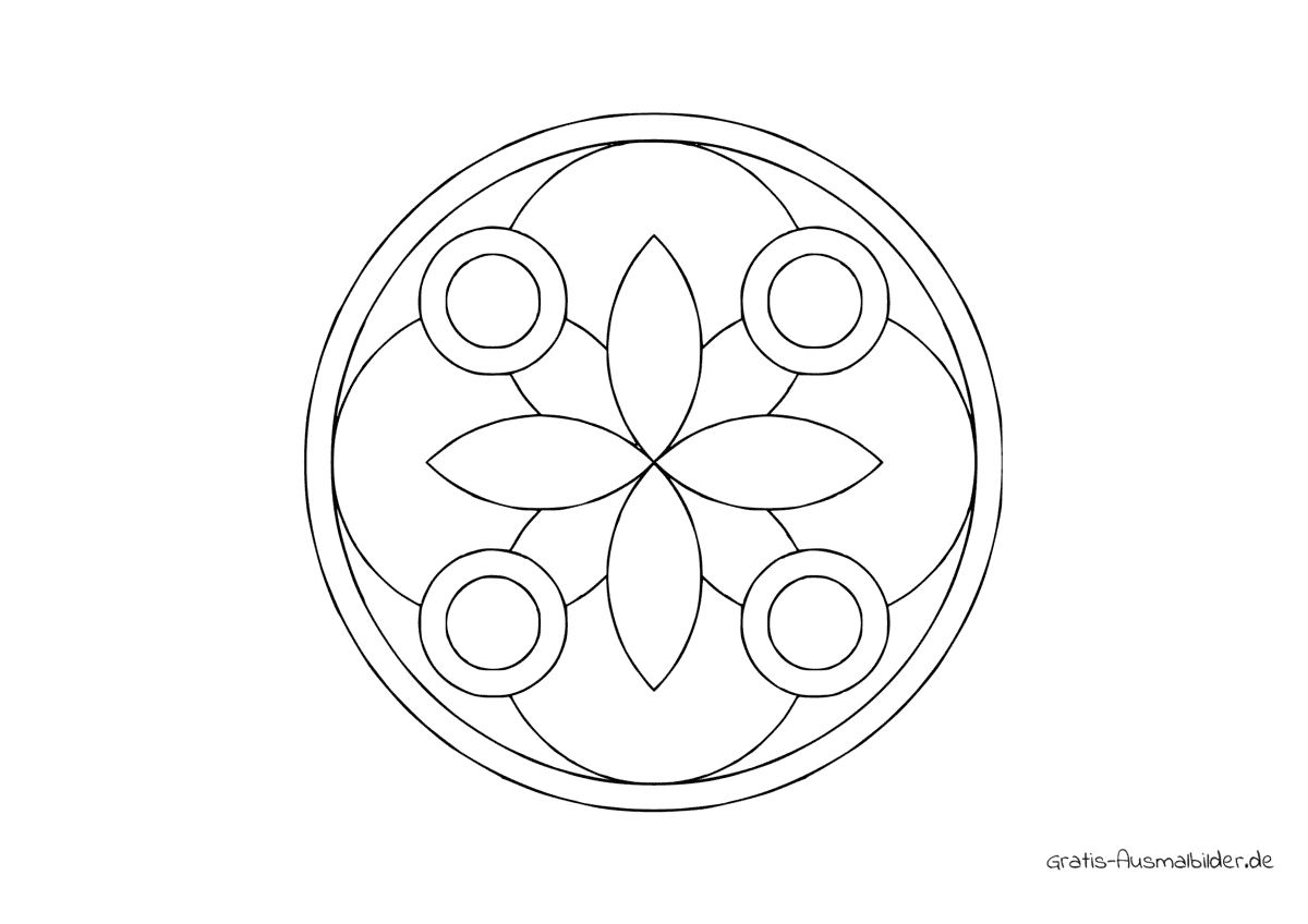 Ausmalbild Mandala vier Ringe