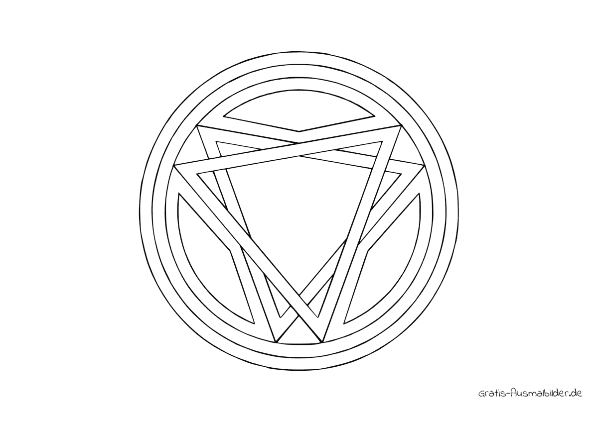 Ausmalbild Mandala zwei Dreiecke