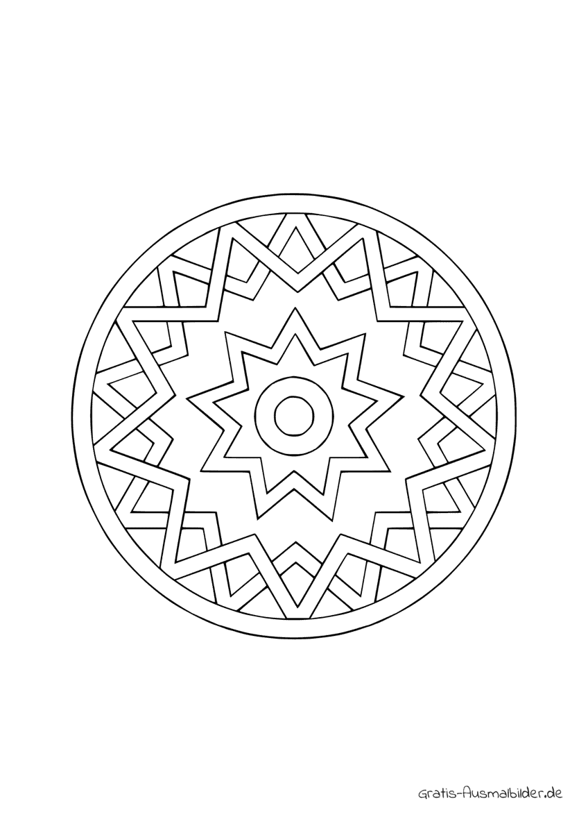 Ausmalbild Sternförmiges Mandala
