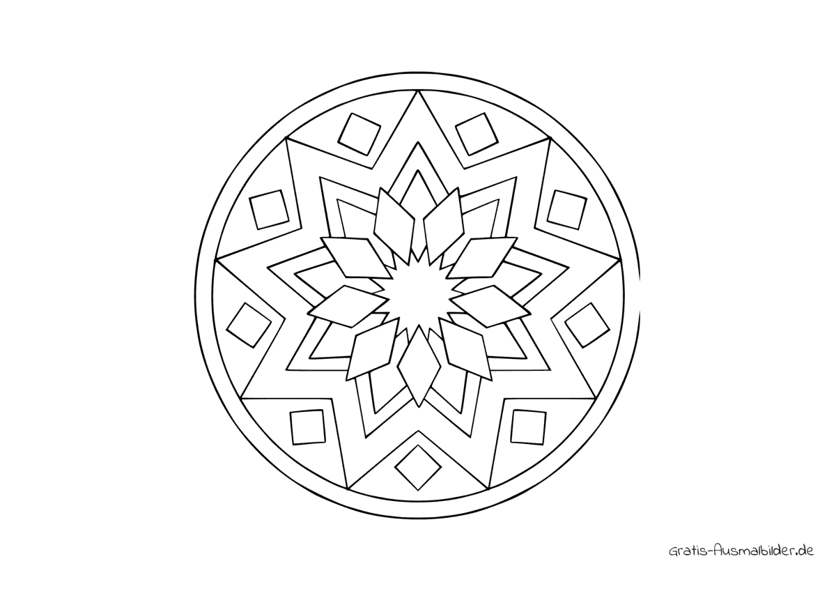 Ausmalbild Sternform Mandala