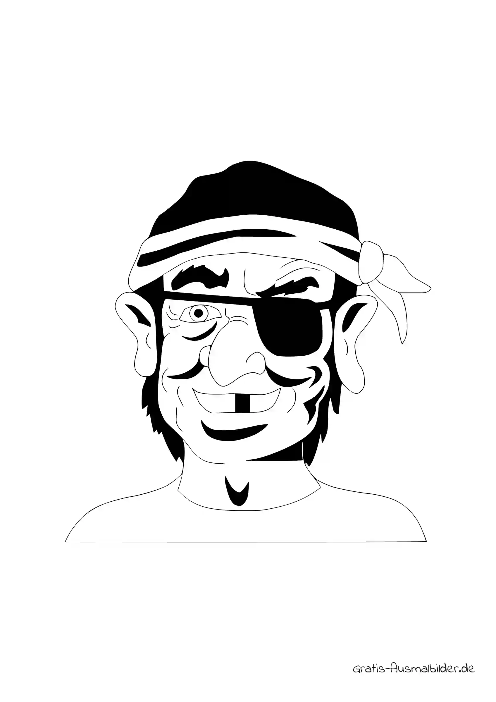 Ausmalbild Pirat mit Augenbinde