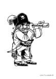 Ausmalbild Pirat mit Fernglas
