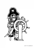 Ausmalbild Pirat mit Holzbein
