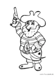 Ausmalbild Pirat mit Pistole