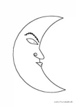 Ausmalbild Mond mit Kussmund