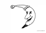 Ausmalbild Mond mit Mütze und Bart