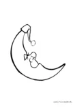 Ausmalbild Schlafender Mond mit Mütze