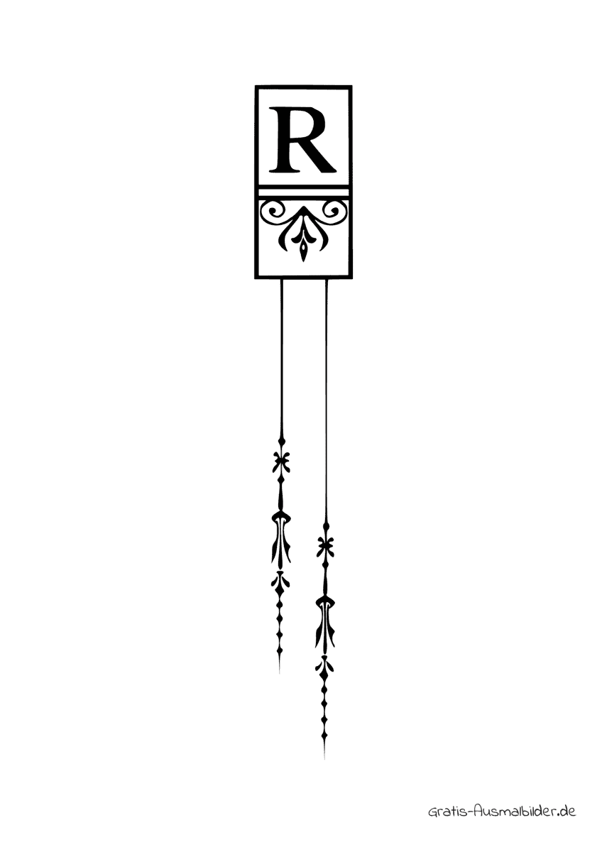 Ausmalbild R mit Verzierungen