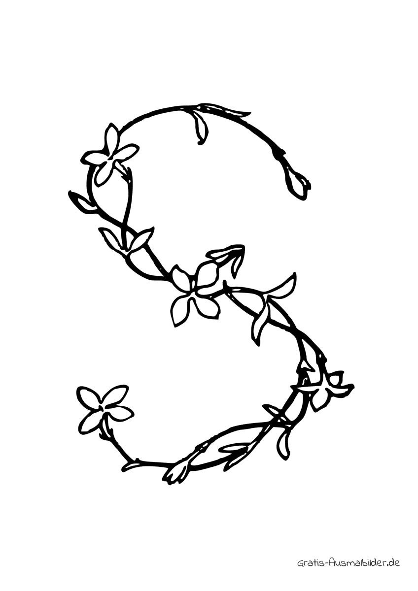 Ausmalbild S aus drei Blumen