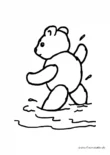 Ausmalbild Teddy spielt im Wasser