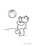 Ausmalbild Teddy spielt mit Ball