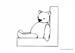 Ausmalbild Teddybär lehnt an einer Wand