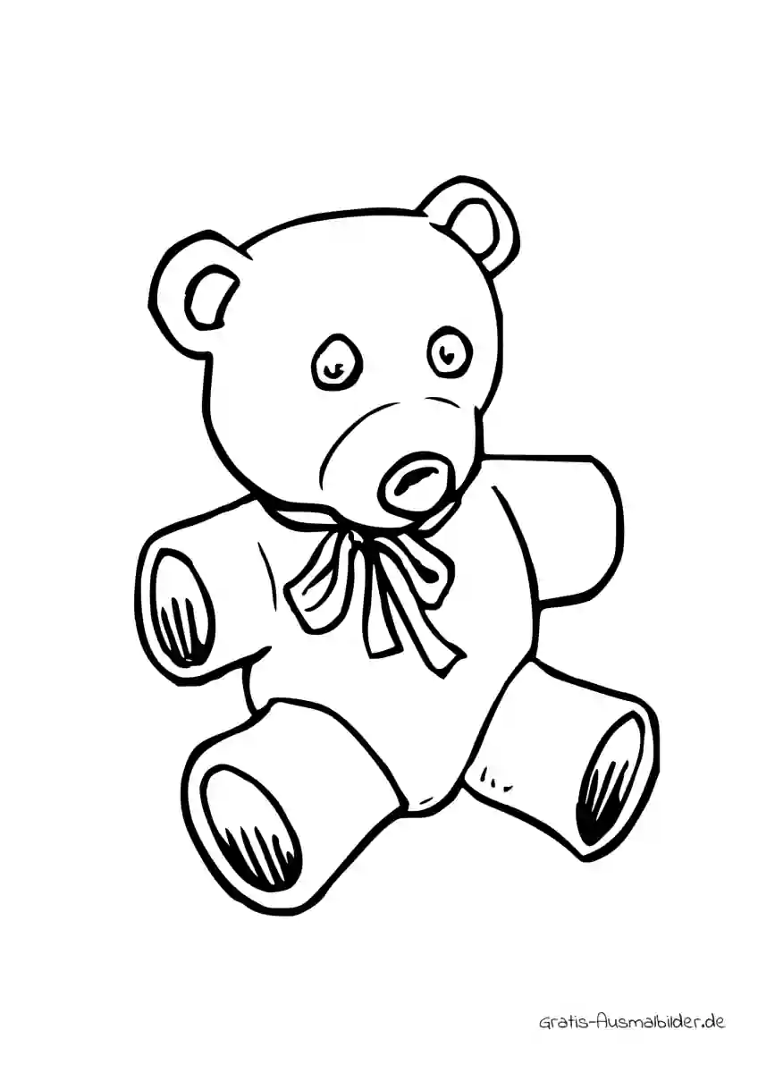 Ausmalbild Teddybär mit einer Schleife