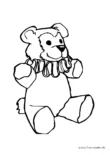 Ausmalbild Teddybär mit Halskrause