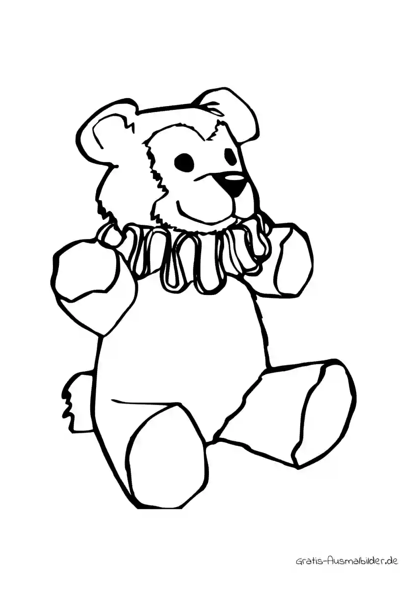 Ausmalbild Teddybär mit Halskrause