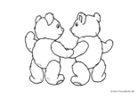 Ausmalbild Zwei Teddys halten Händchen
