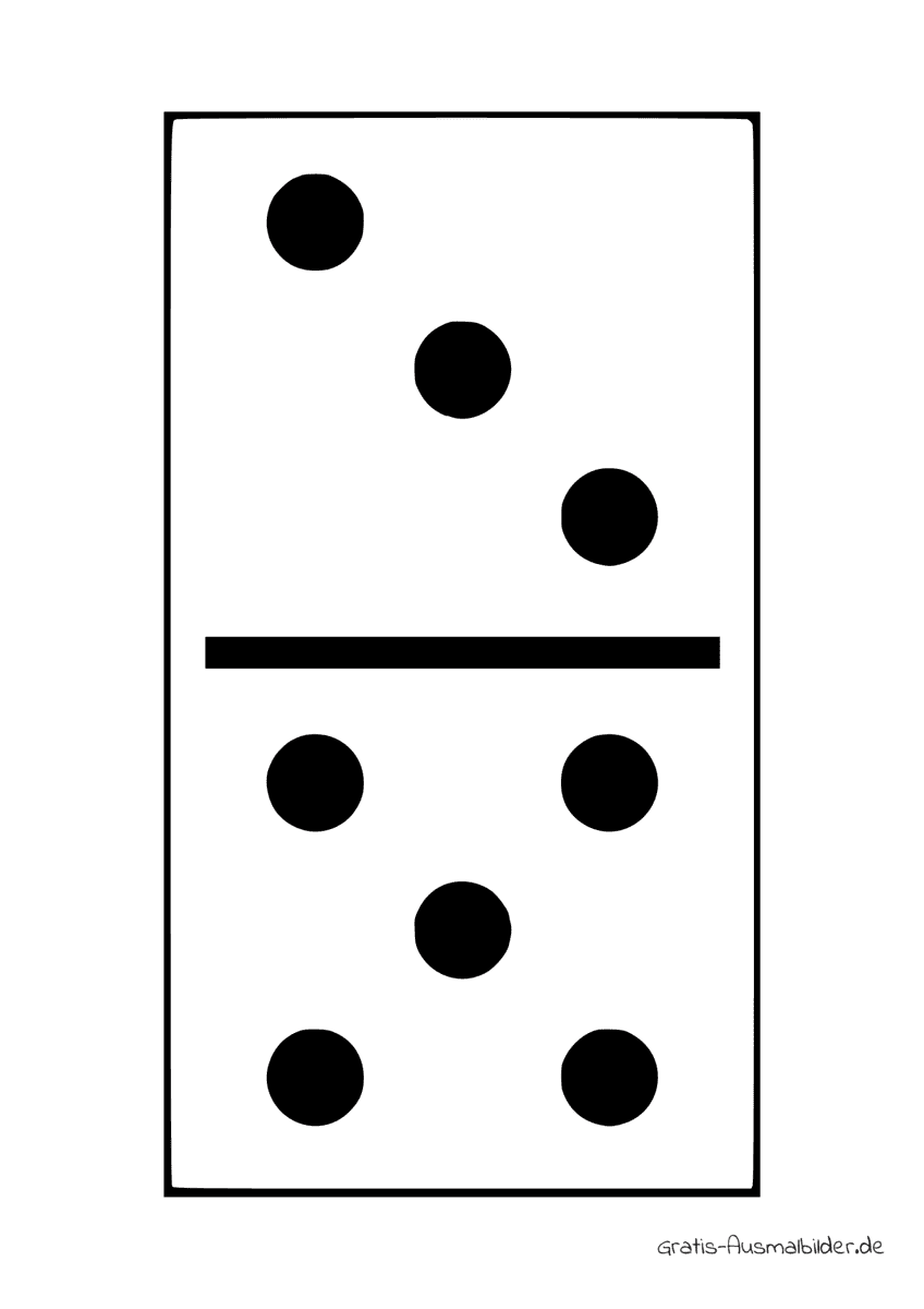 Ausmalbild Dominostein drei und fünf