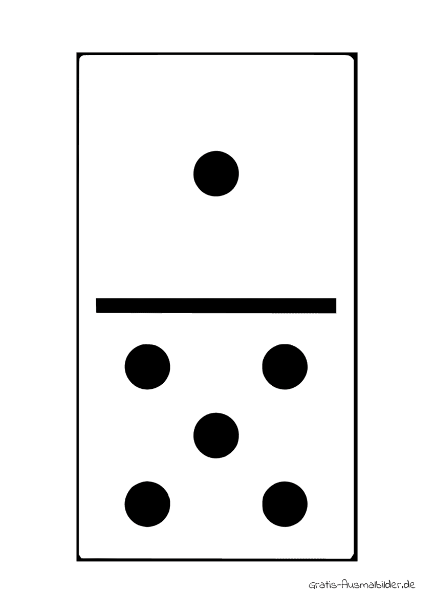 Ausmalbild Dominostein eins und fünf