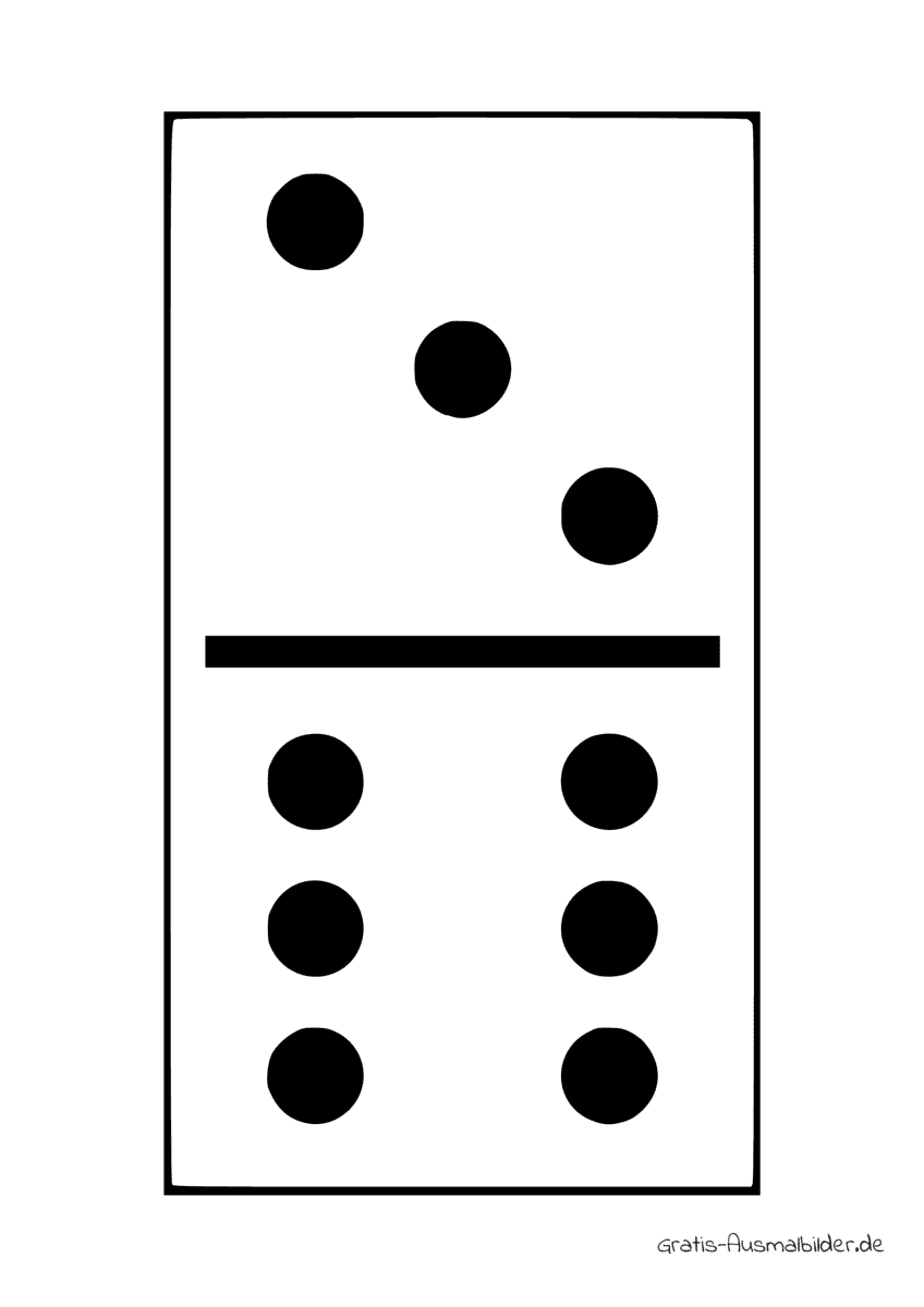 Ausmalbild Dominostein sechs und drei