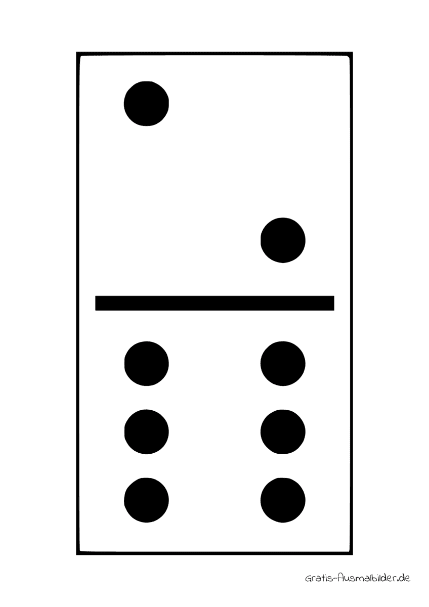 Ausmalbild Dominostein sechs und zwei