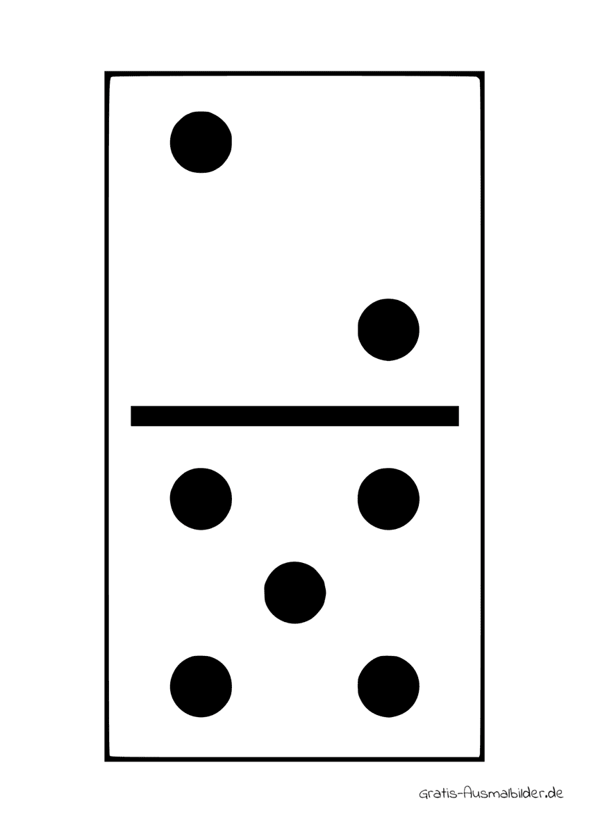 Ausmalbild Dominostein zwei und fünf