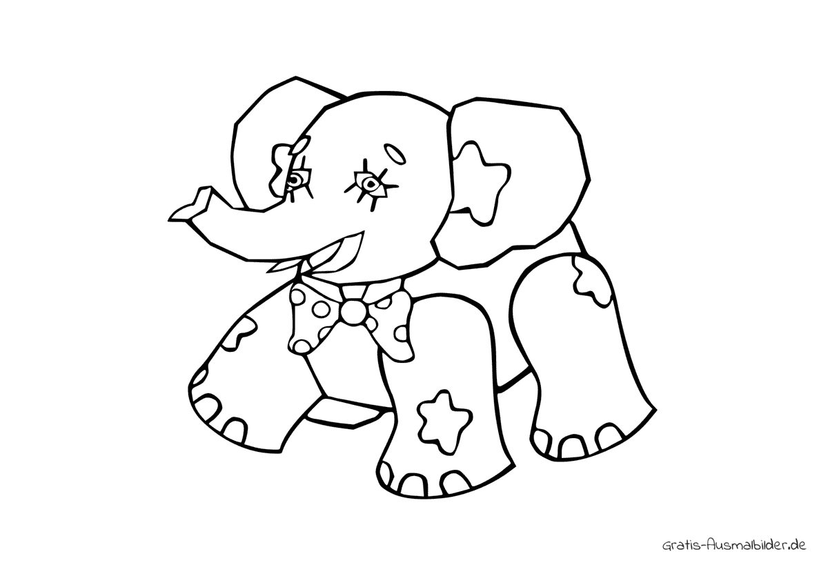 Ausmalbild Elefant mit Schleife