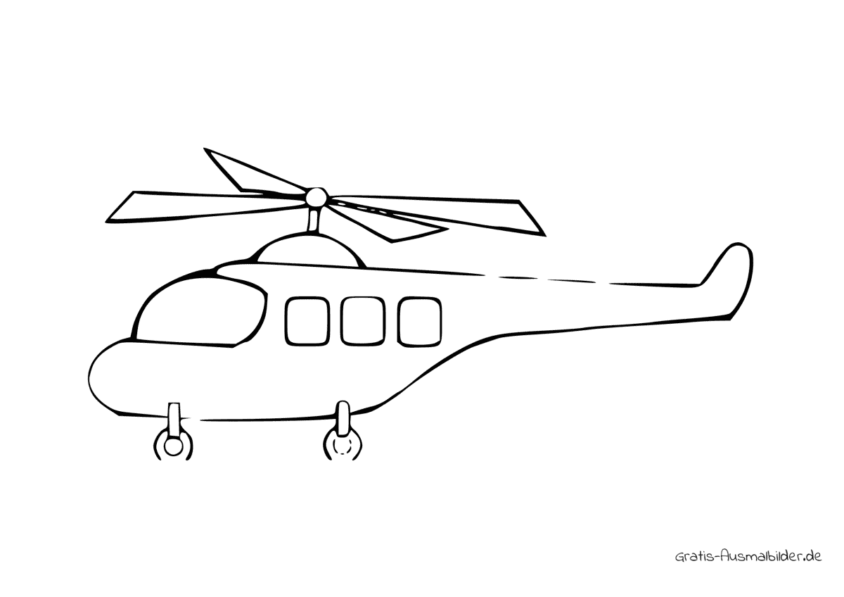 Ausmalbild Helikopter seitlich