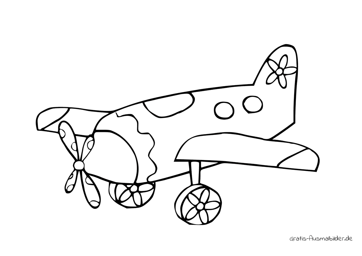 Ausmalbild Verziertes Flugzeug