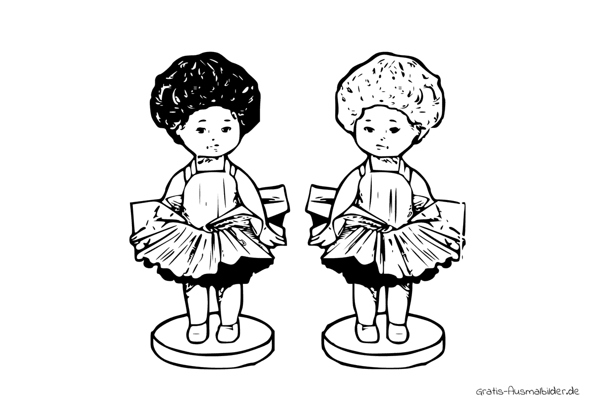 Ausmalbild Zwei kleine Kinderfiguren