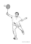 Ausmalbild Badmintonspieler schlägt Federball