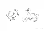 Ausmalbild Fußball mit Enten